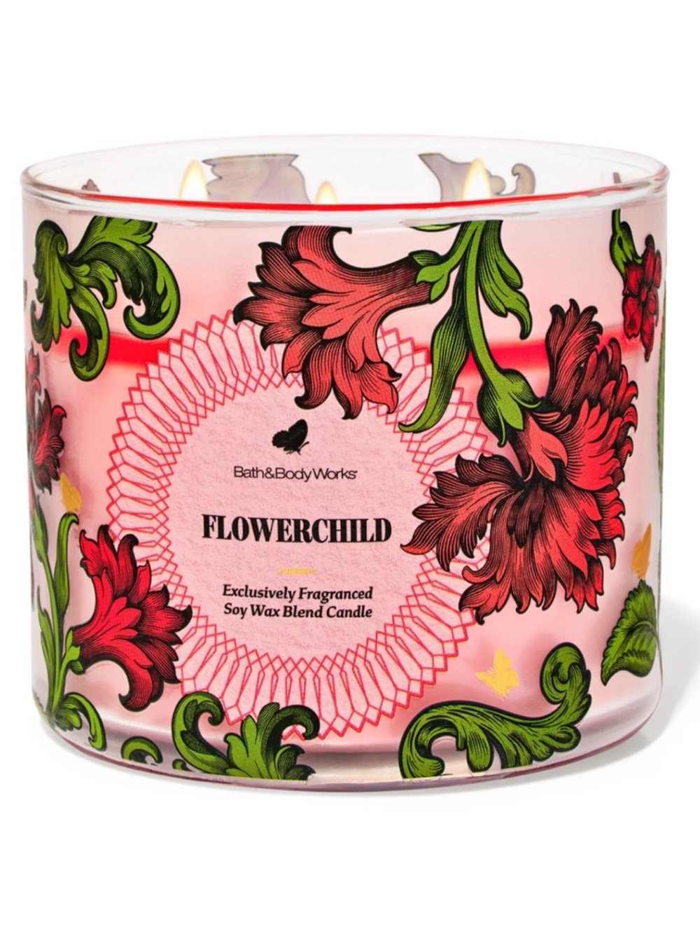 Bath & Body Works Flowerchild 3 Wick Candle With Decorative Sunburst Lid